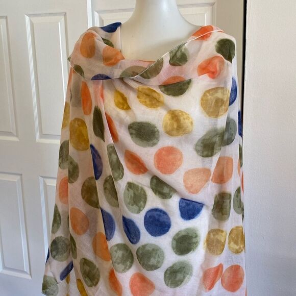 New Viscose Large Multicolor  Polka Dots Pattern Scarf - Picture 1 of 4